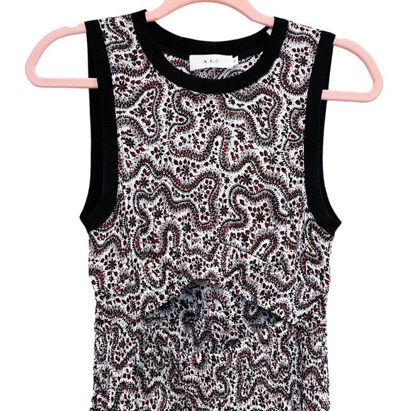 A.L.C. Sandra 100%‎ Silk Cutout Floral Patterned Midi Dress Size 2 - Picture 12 of 16